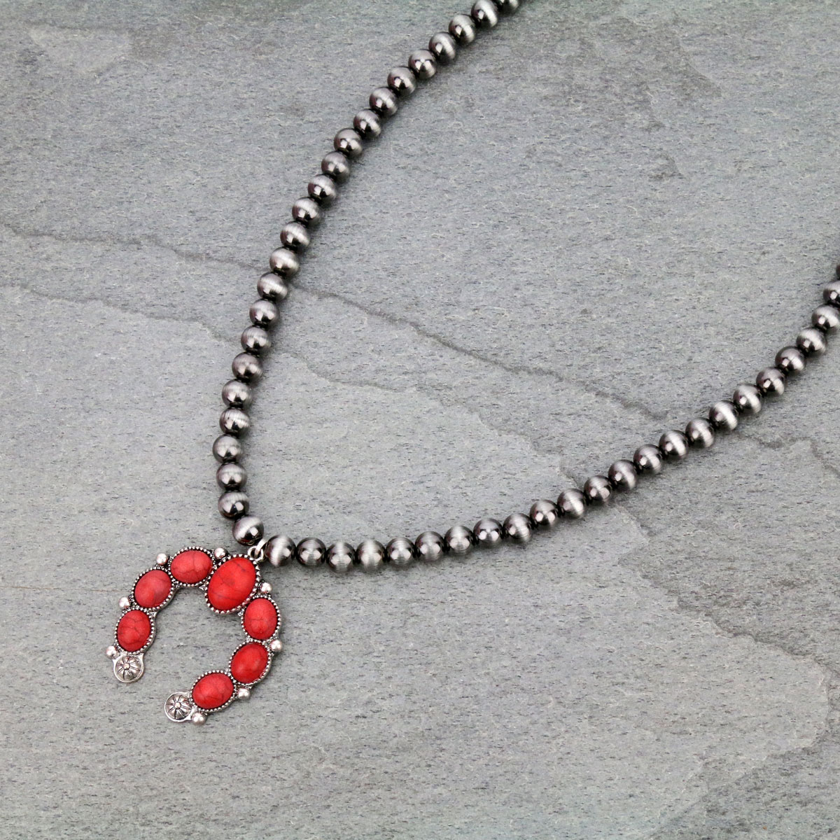 Squash Blossom with Navajo Pearl Necklace-KN-0008/COR