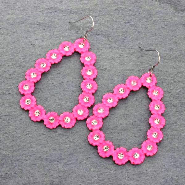 Teardrop Rhinestone Fish Hook Earrings