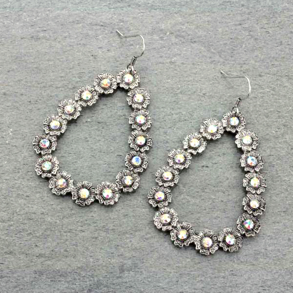 Teardrop Rhinestone Fish Hook Earrings