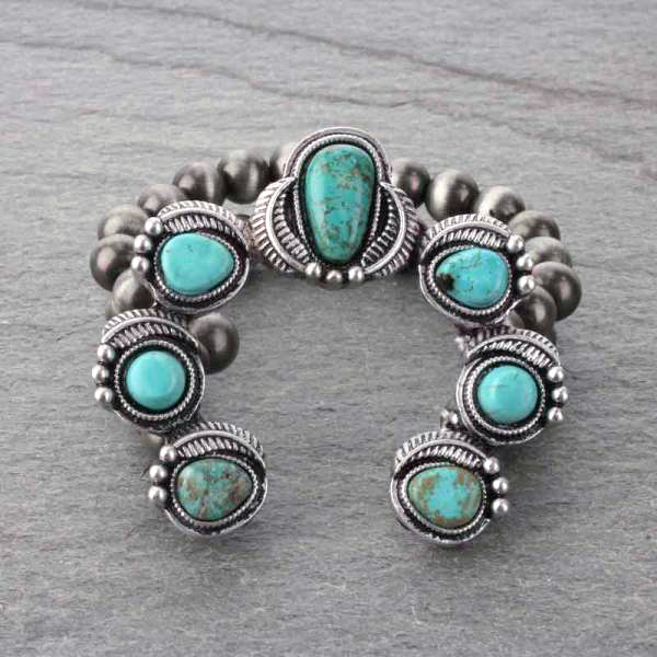 Squash Blossom Natural Stone Stretch Bracelet