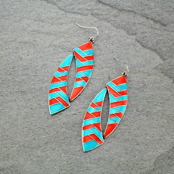 Western TQ Enamel Fish Hook Earrings