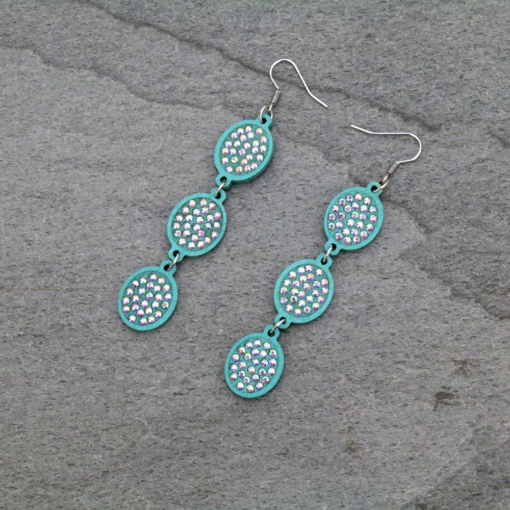 Wood Drop with Stone Dangle Earrings-ER1106/TQ