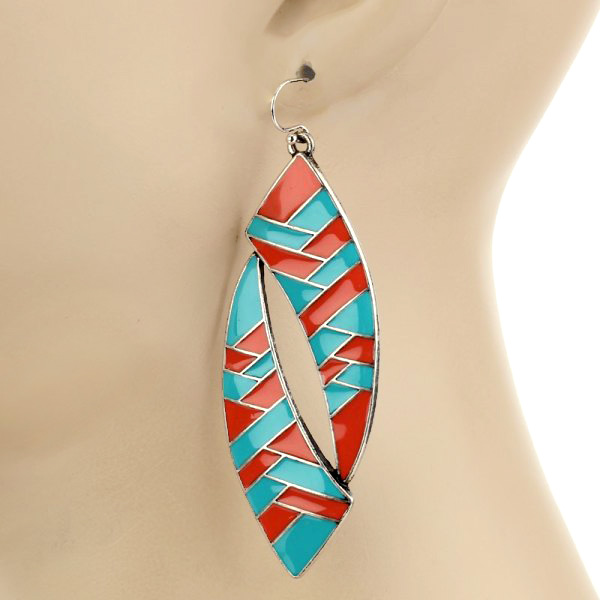 Western TQ Enamel Fish Hook Earrings - Image 2