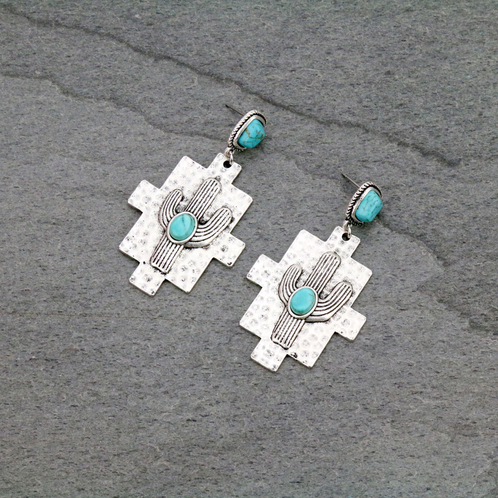 Cactus Natural Stone Post Earrings-721336