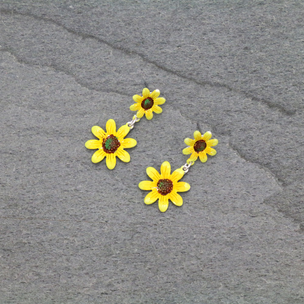 Sunflower Stud Earrings-QE5346/YL