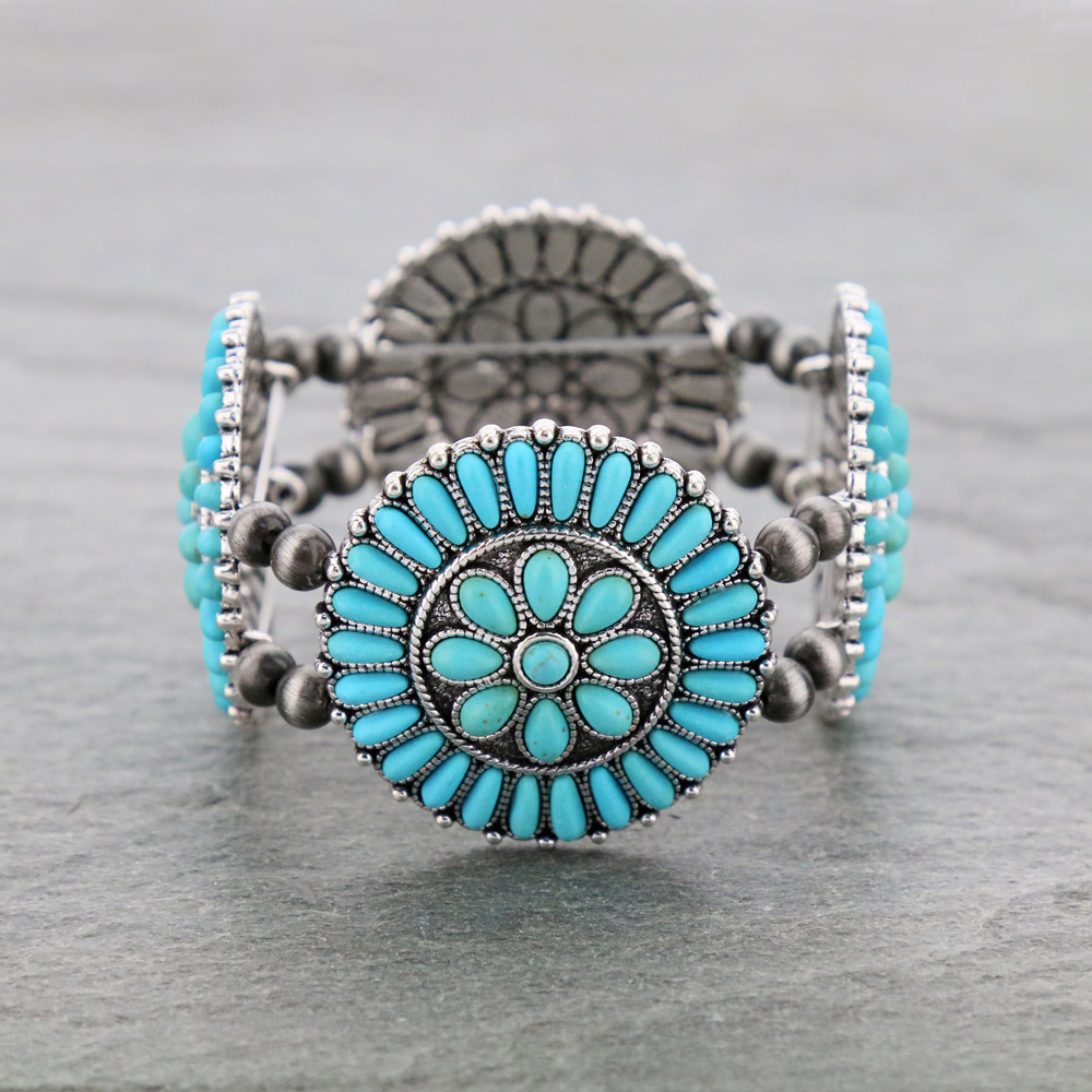 Western Cluster Concho Stretch Bracelet