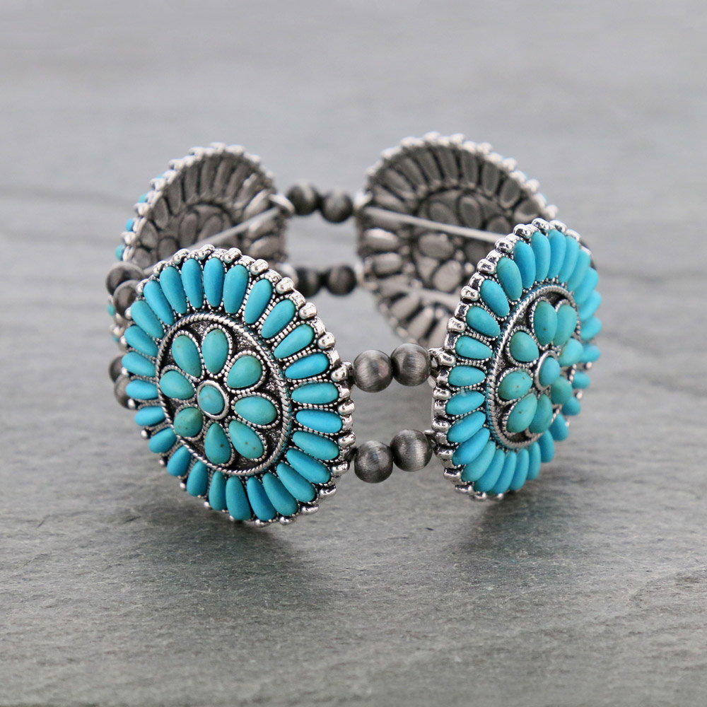 Western Cluster Concho Stretch Bracelet - Image 2