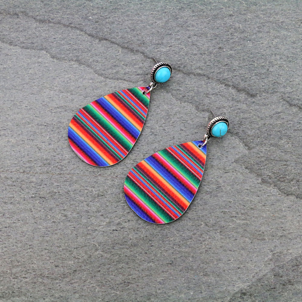 Western Serape Leather Stud Earrings