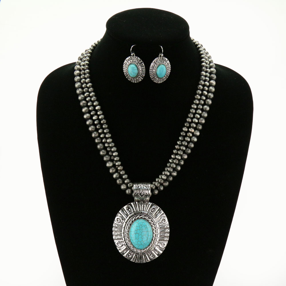 Western Navajo Style Oval Necklace Set - Image 2