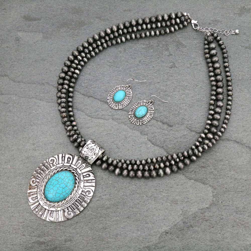 Western Navajo Style Oval Necklace Set