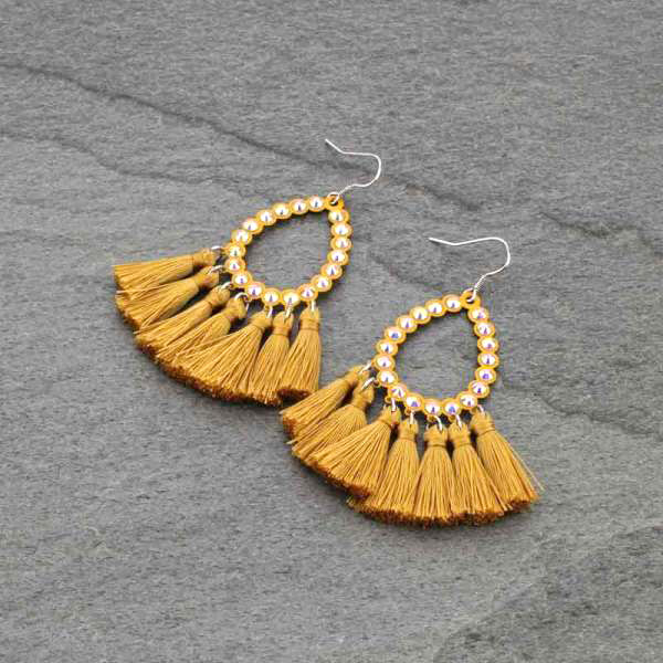 Tear Drop with Tassel Fish Hook Earrings