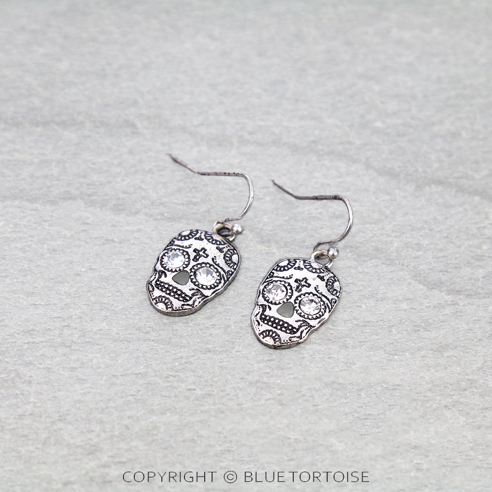 Cross Skull Dangle Earrings