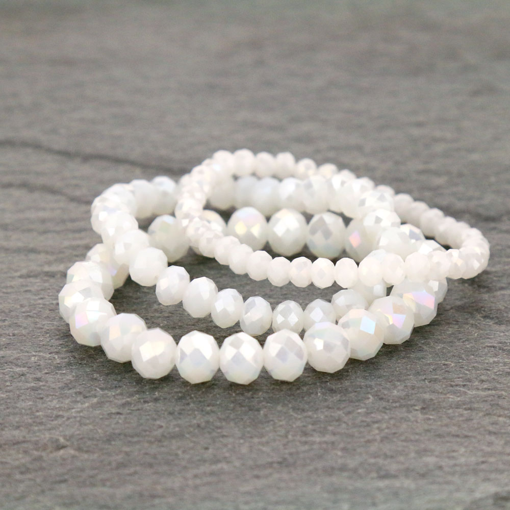 Large Crystal Bead Stackable Stretch Bracelet - Image 2