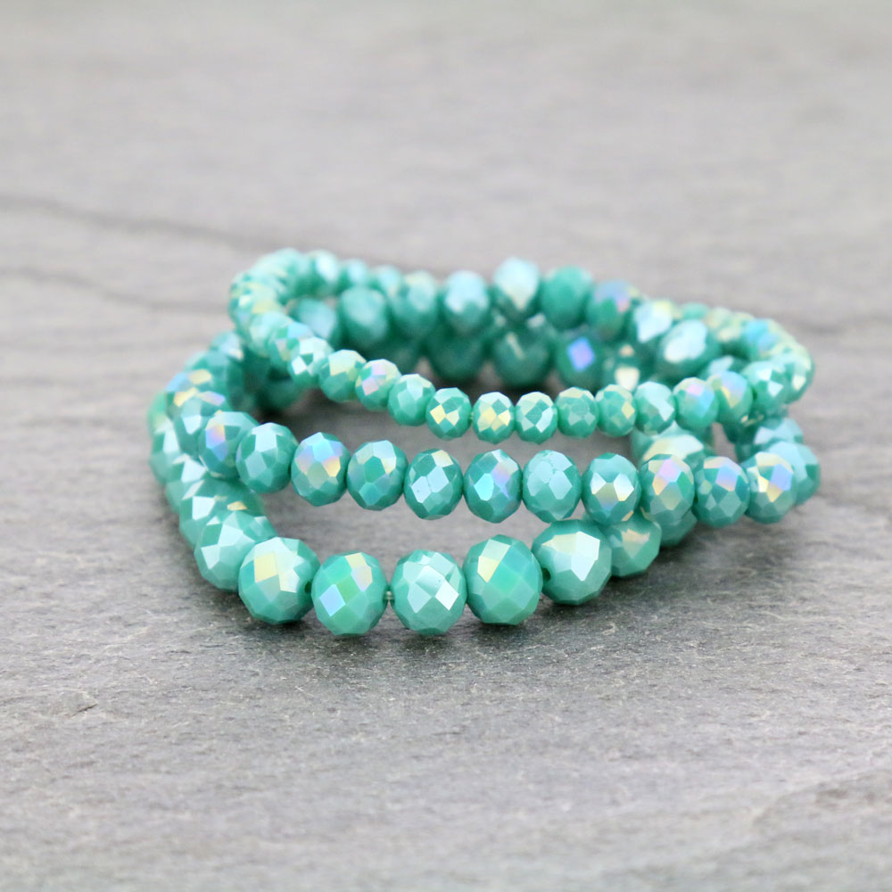 Large Crystal Bead Stackable Stretch Bracelet - Image 2