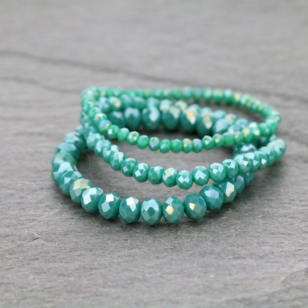 Small Crystal Bead Stackable Stretch Bracelet - Image 2
