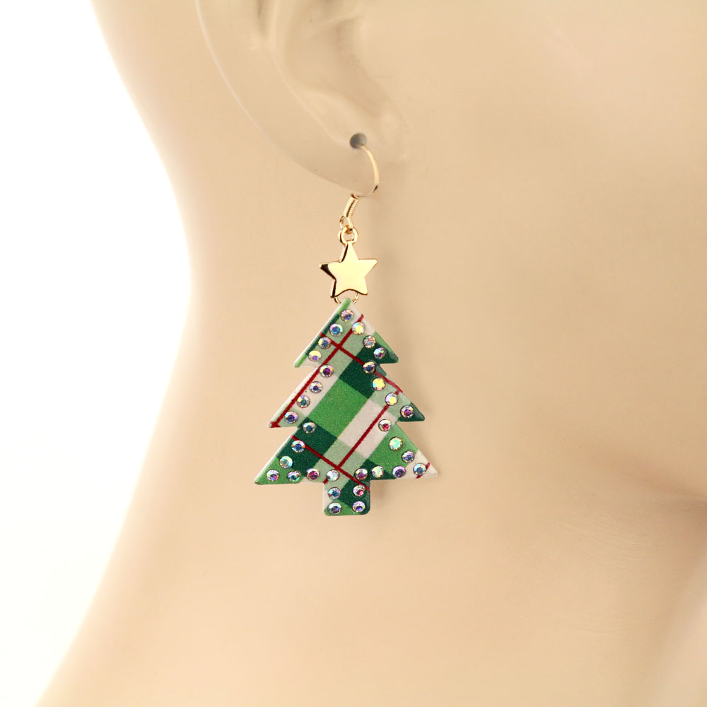 Christmas Tree Fish Hook Earrings - Image 2