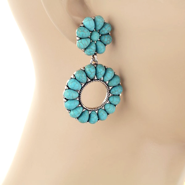 Western Stone Circle Post Earrings - Image 2
