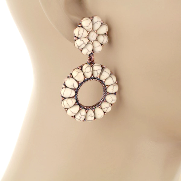 Western Stone Circle Post Earrings - Image 2