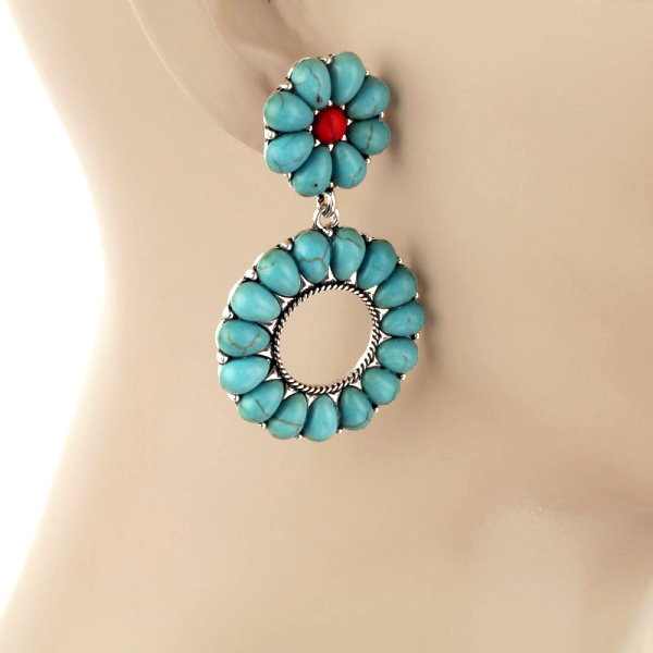 Western Stone Circle Post Earrings - Image 2
