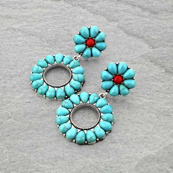 Western Stone Circle Post Earrings