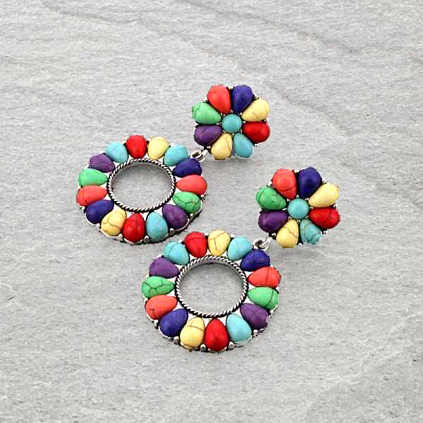 Western Stone Circle Post Earrings