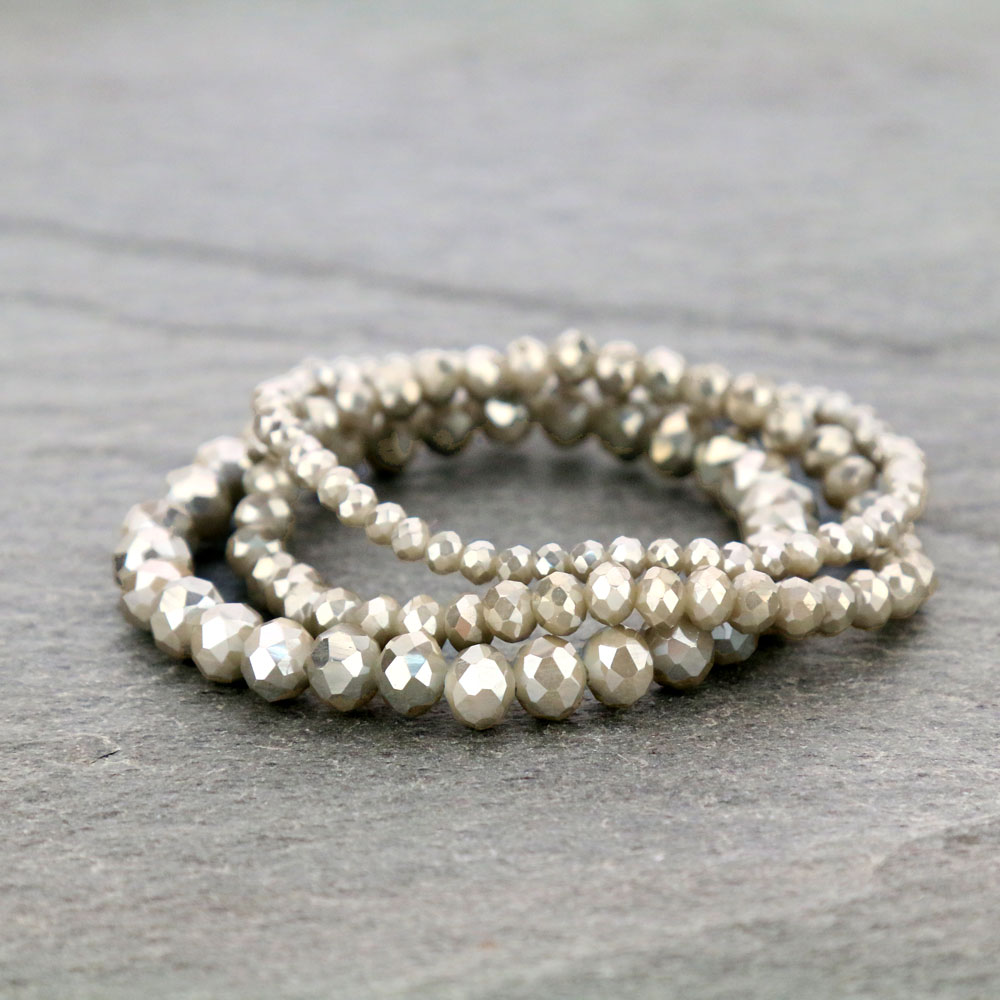 Small Crystal Bead Stackable Stretch Bracelet - Image 2