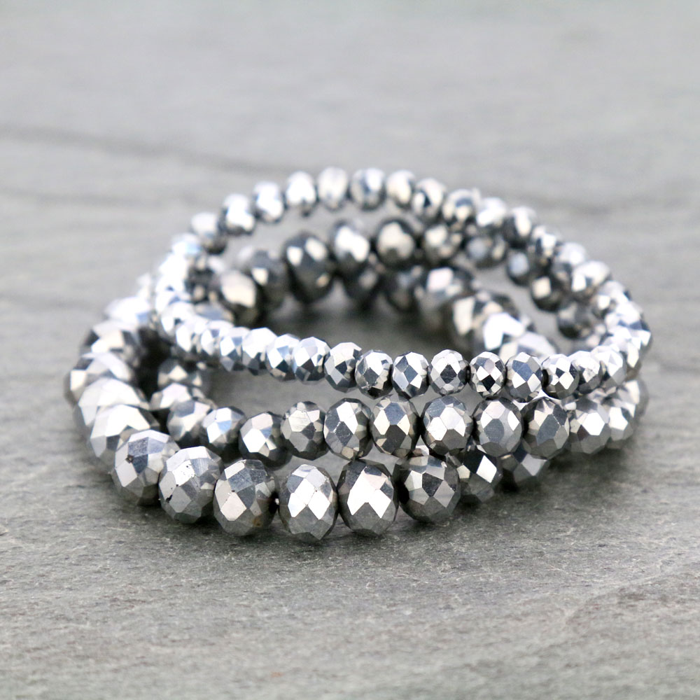 Large Crystal Bead Stackable Stretch Bracelet - Image 2