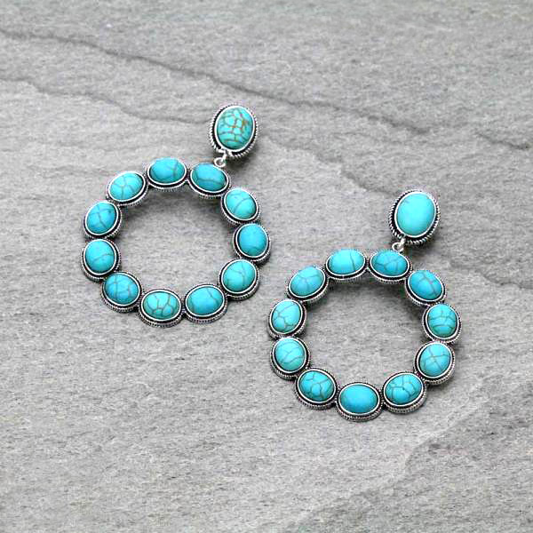 Western Style Stone Clip Earrings