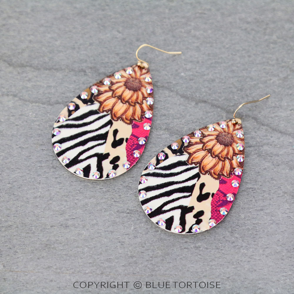 Animal Print Teardrop Dangle Earrings