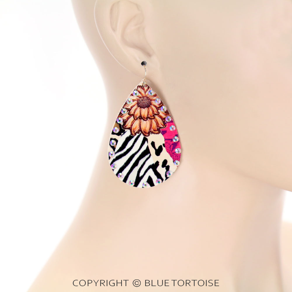 Animal Print Teardrop Dangle Earrings - Image 2