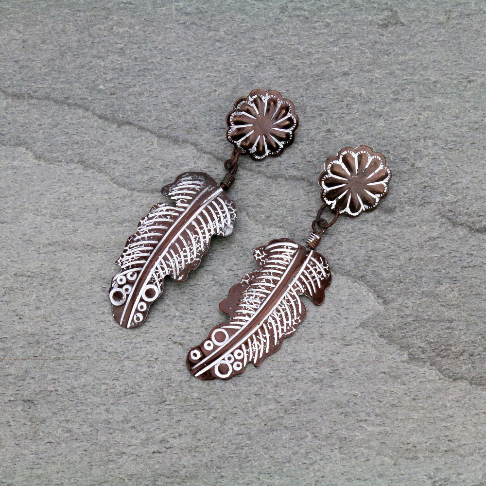 Handmade Western Leaf Stud Earrings