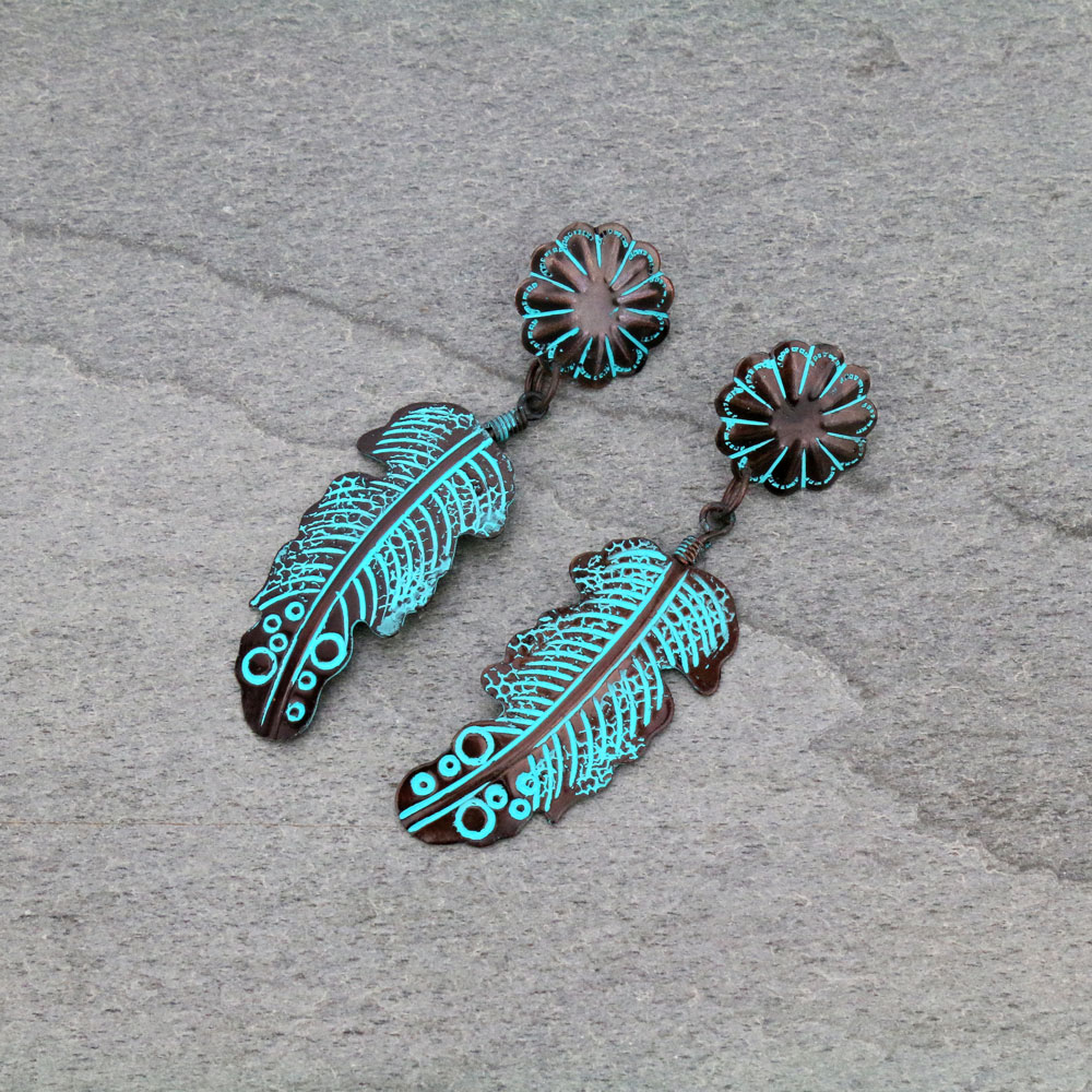 Handmade Western Leaf Stud Earrings
