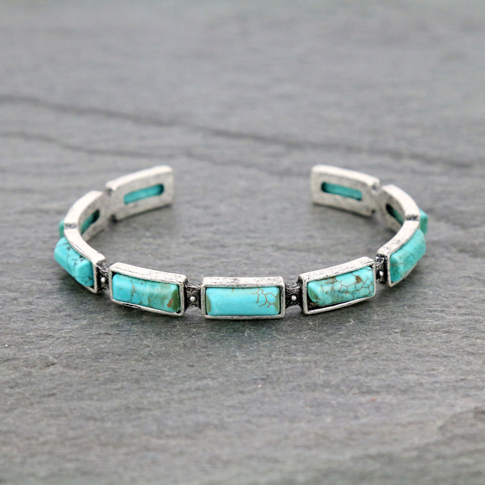 Natural Stone "C" Cuff Bracelet