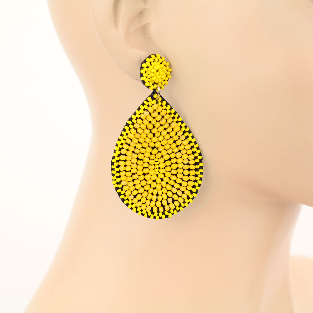 Glass Bead Teardrop Stud Earrings - Image 2