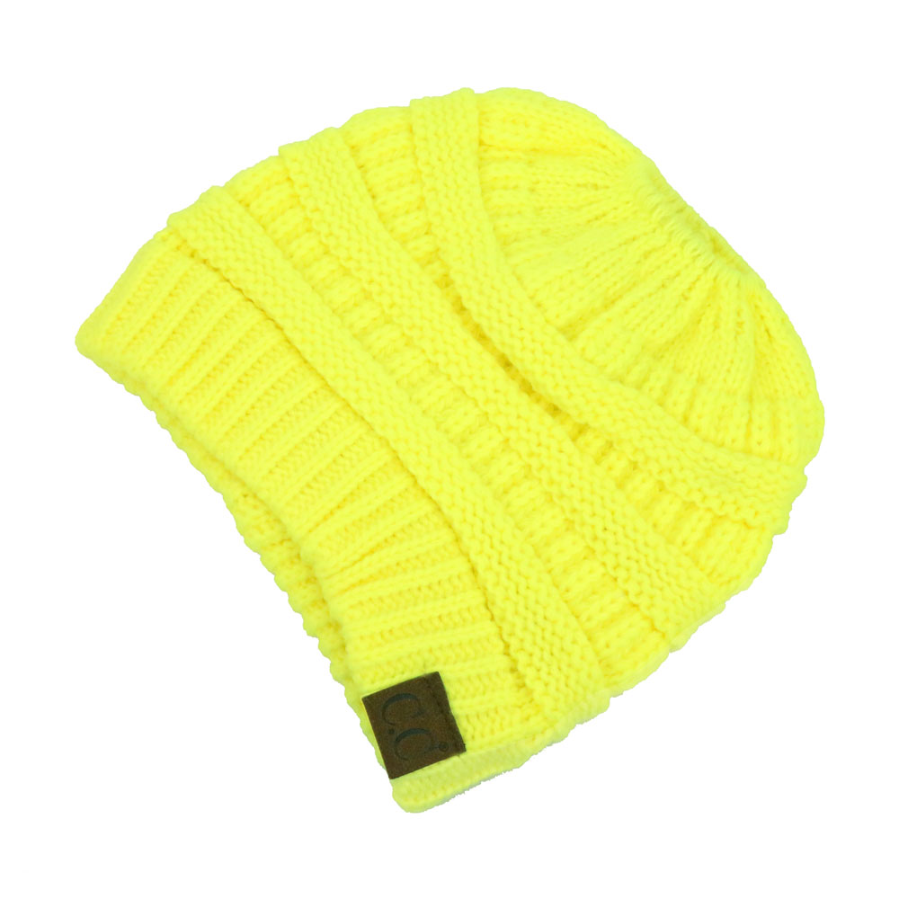 C.C Solid Color Ponytail Messy Bun Beanie