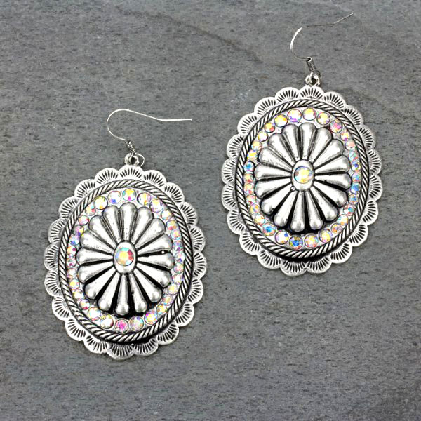 Western Concho Fish Hook Earrings
