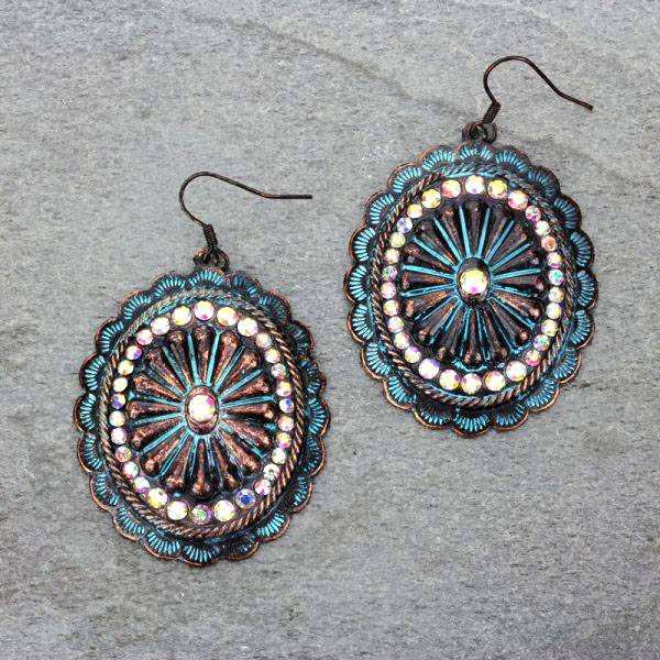Western Concho Fish Hook Earrings