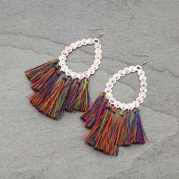 Tear Drop with Tassel Fish Hook Earrings
