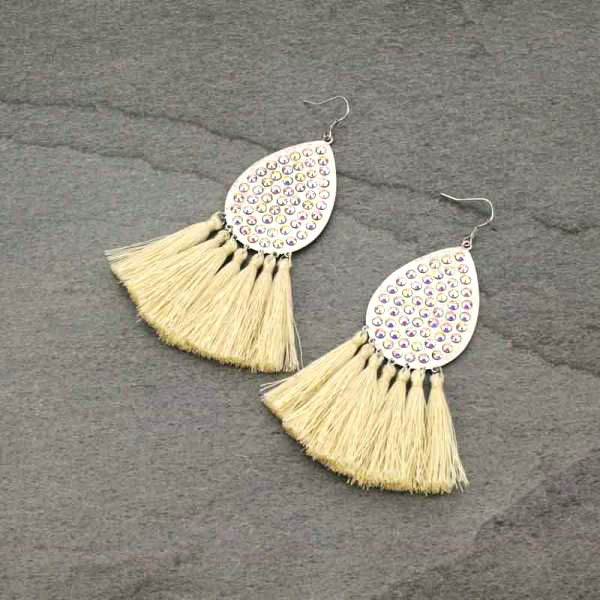 Tear Drop with Tassel Fish Hook Earrings