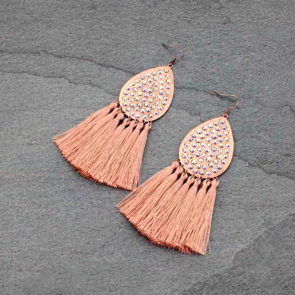Tear Drop with Tassel Fish Hook Earrings