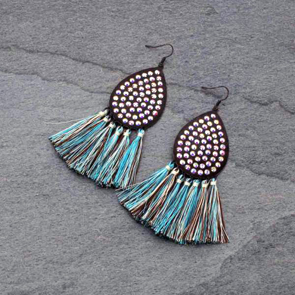 Tear Drop with Tassel Fish Hook Earrings