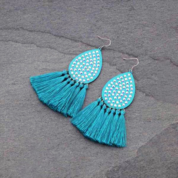 Tear Drop with Tassel Fish Hook Earrings