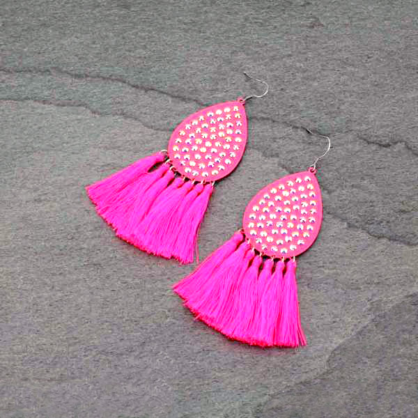 Tear Drop with Tassel Fish Hook Earrings