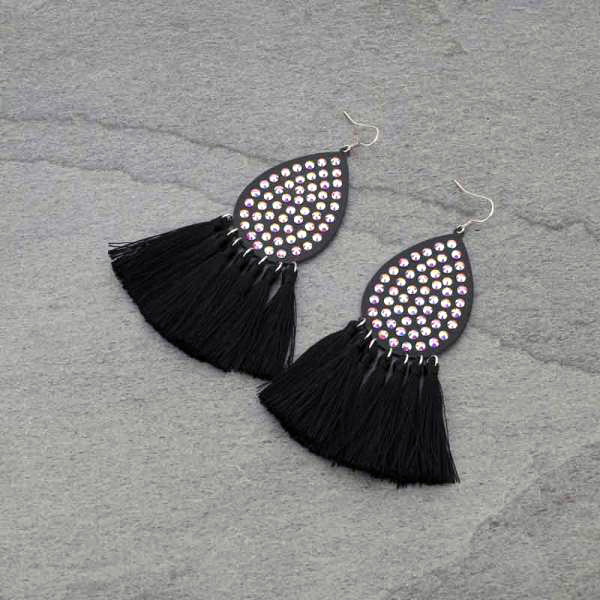 Tear Drop with Tassel Fish Hook Earrings
