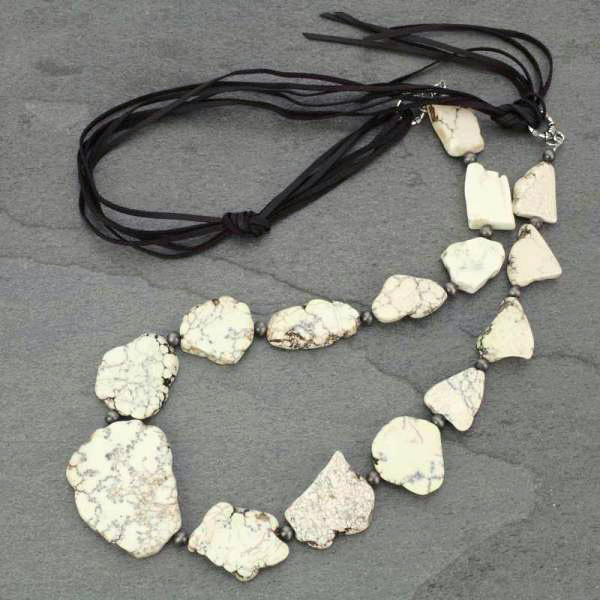 Long White Stone Slab Necklace