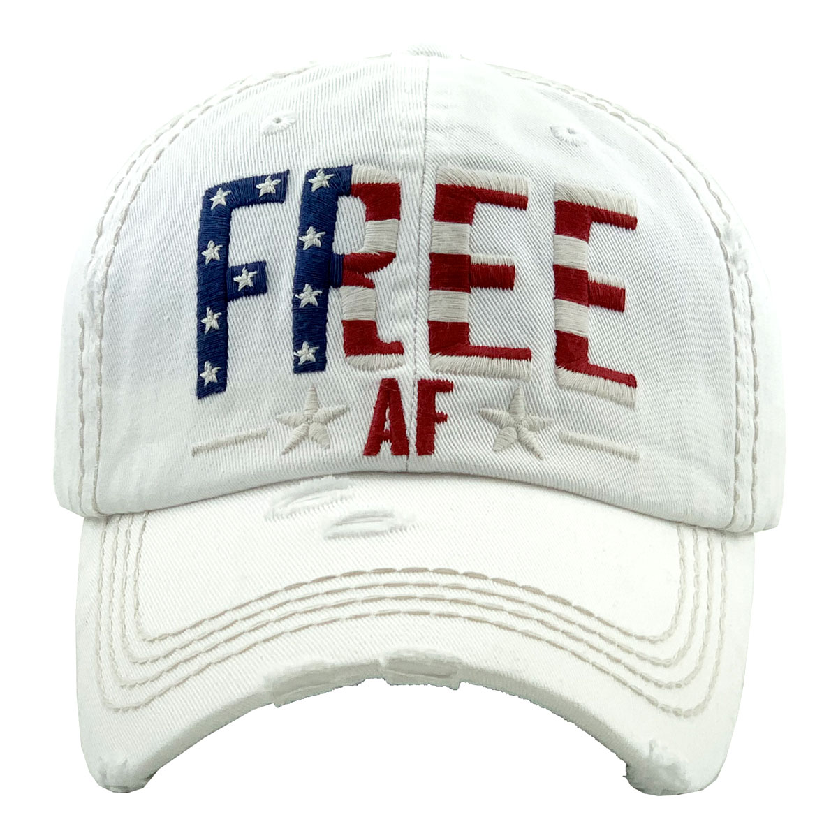 "FREE AF" Washed Vintage Ball Cap-KBV-1290/WHT
