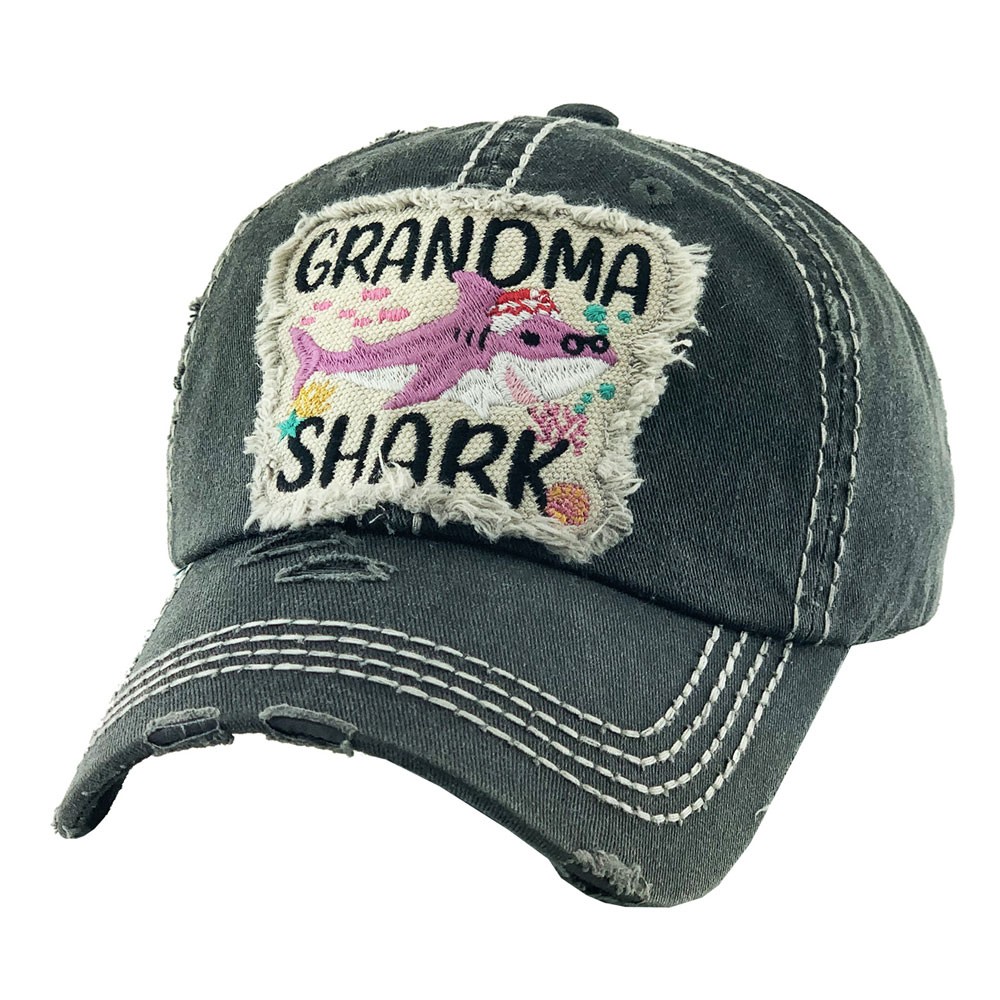 "Grandma Shark" Washed Vintage Ball Cap - Image 3