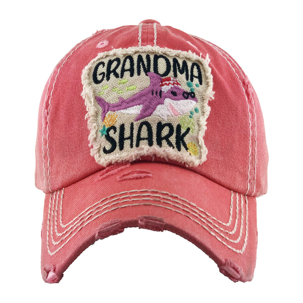 "Grandma Shark" Washed Vintage Ball Cap