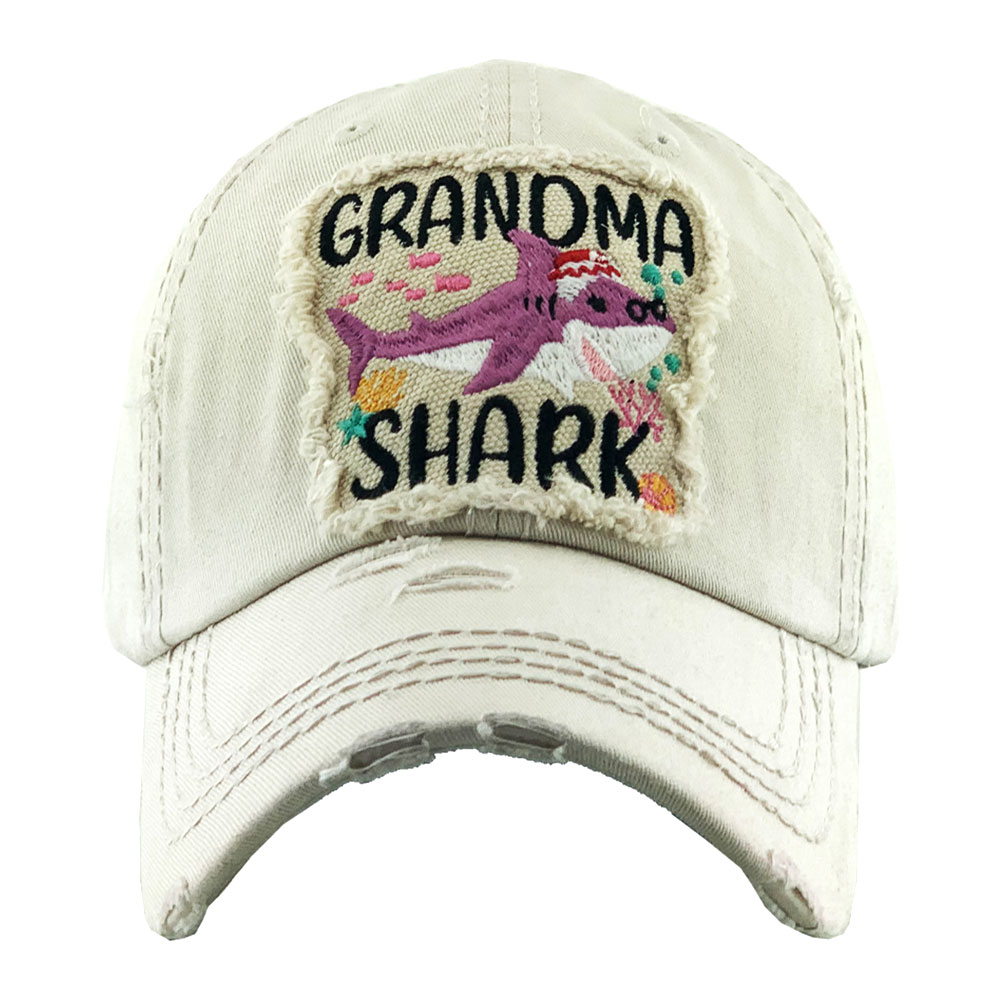 "Grandma Shark" Washed Vintage Ball Cap