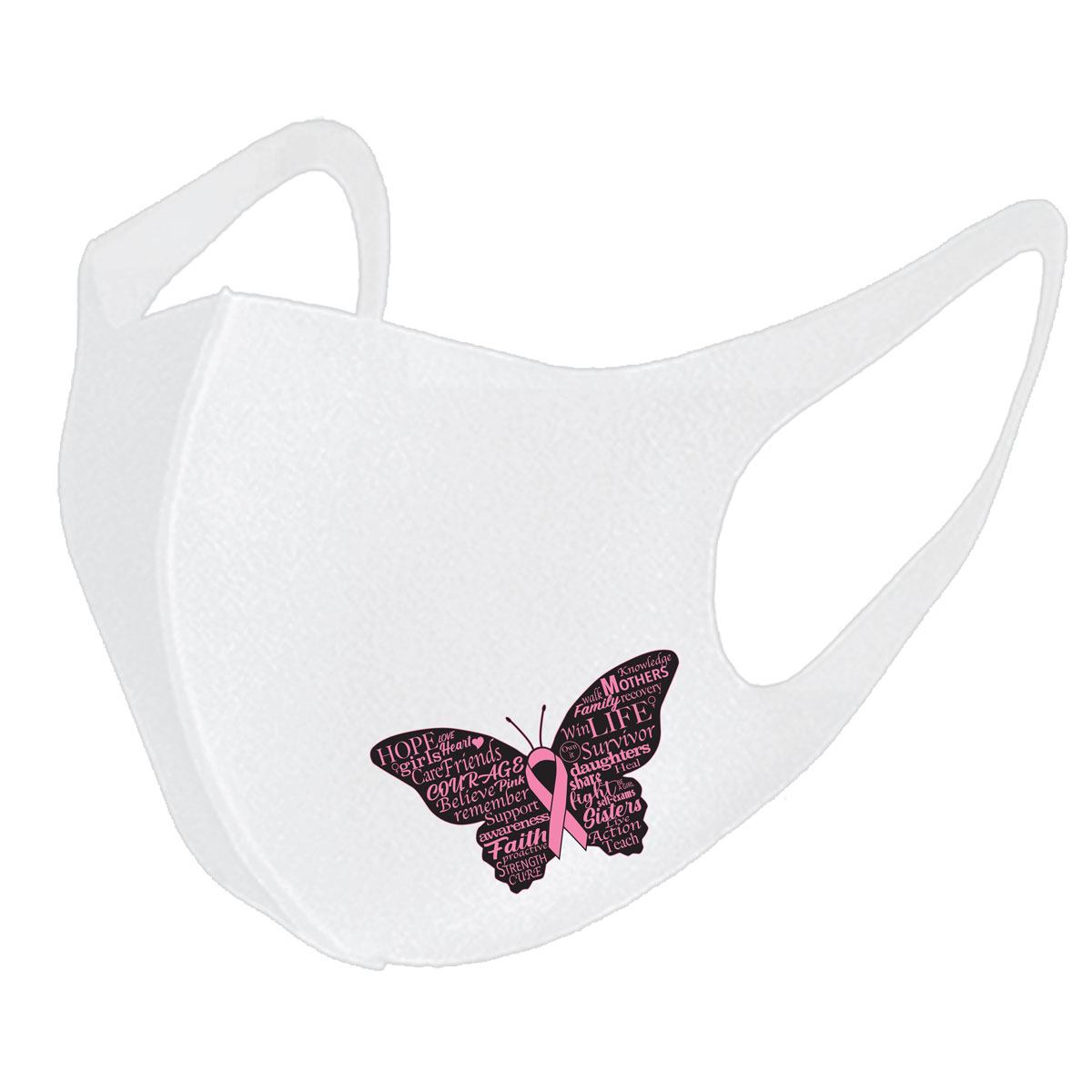 Pink Ribbon Butterfly Face Mask
